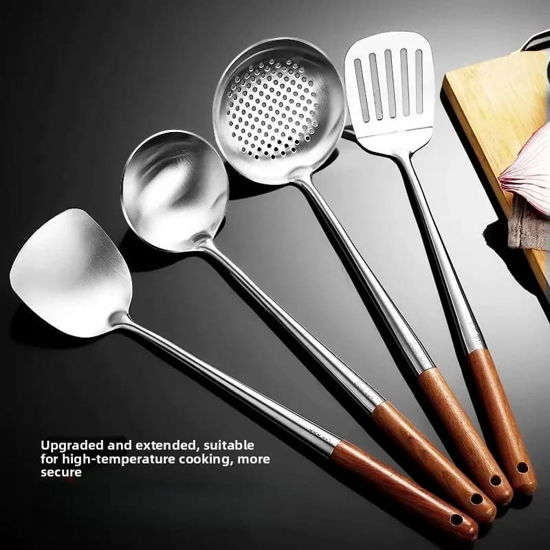 Stainless Steel Fish Frying Spatula with Wood Handle