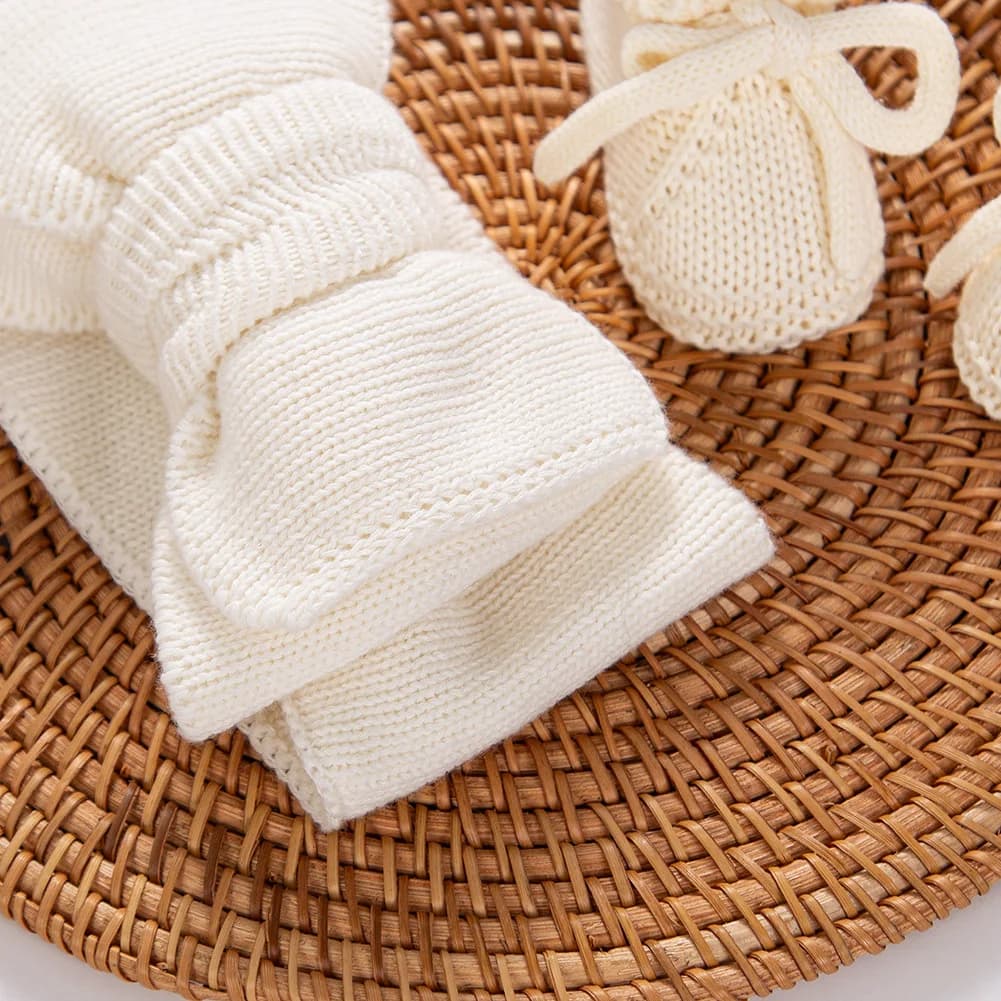 Baby Knitted Headband and Anti-Slip Crawling Socks Set