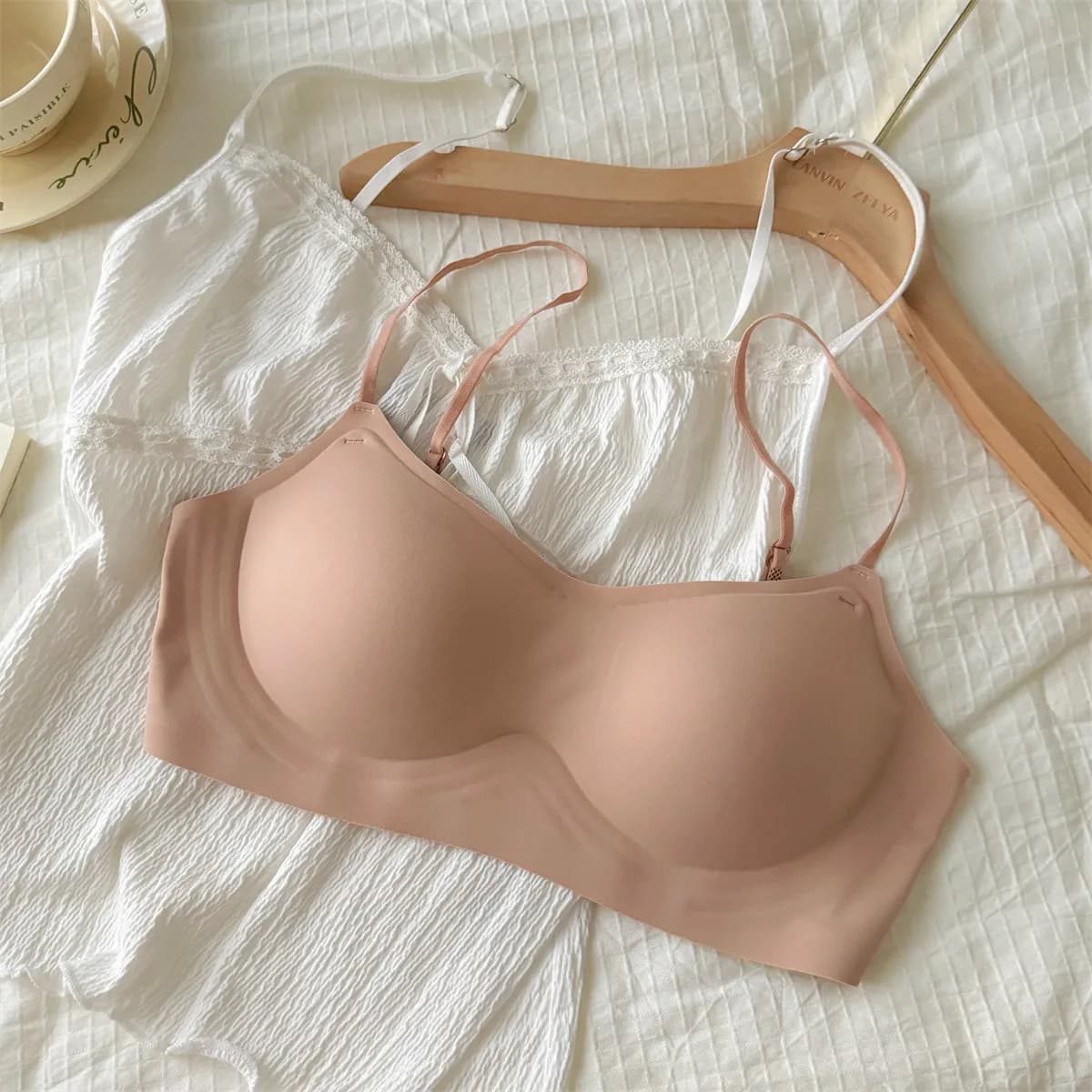 Seamless Low Neckline Bra with Thin Straps