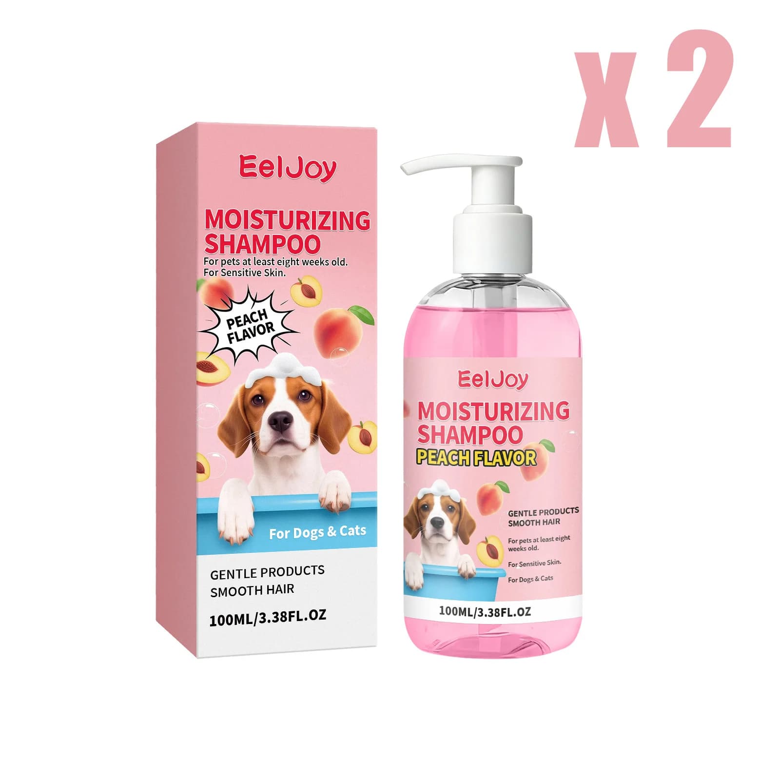 Moisturizing Pet Shampoo Gentle Cleansing Removes Odor Long Lasting Peach Fragrance Reduces Coat Knots Makes Daily Pet Bathing