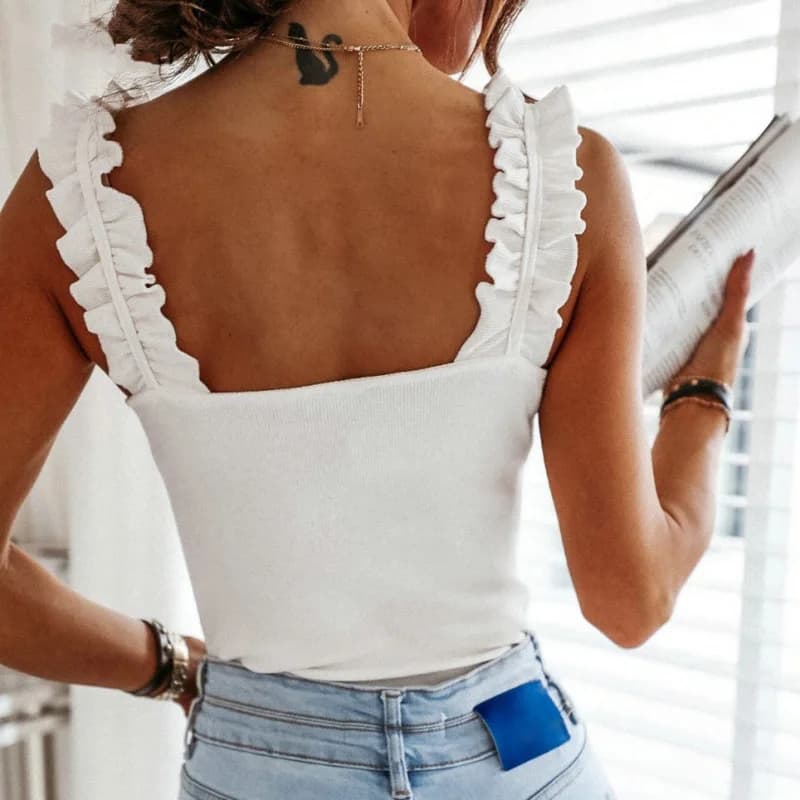 Women's Square Collar Ribbed Tank Top