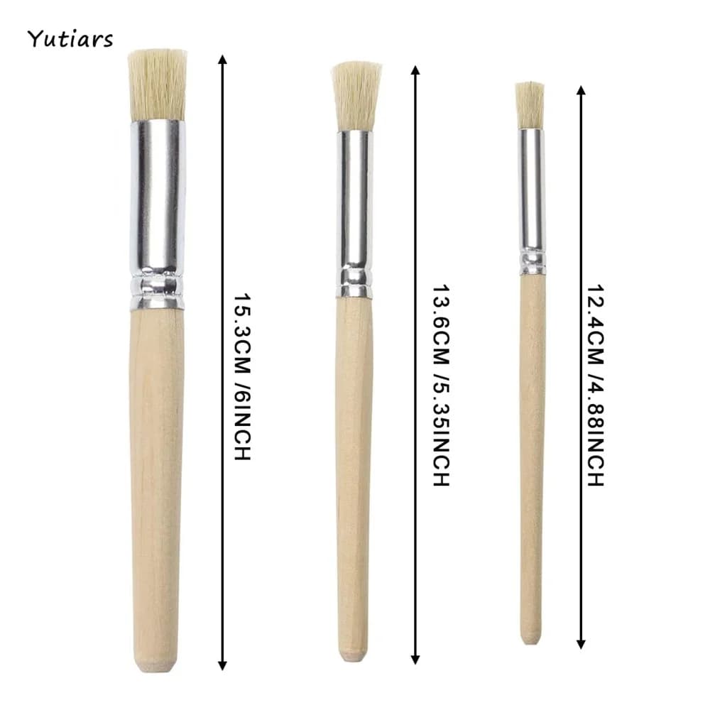 Stencil Paint Brushes Set with Wooden Handles