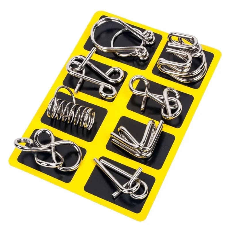 Metal Wire Puzzle Set - 8 Brain Teasers