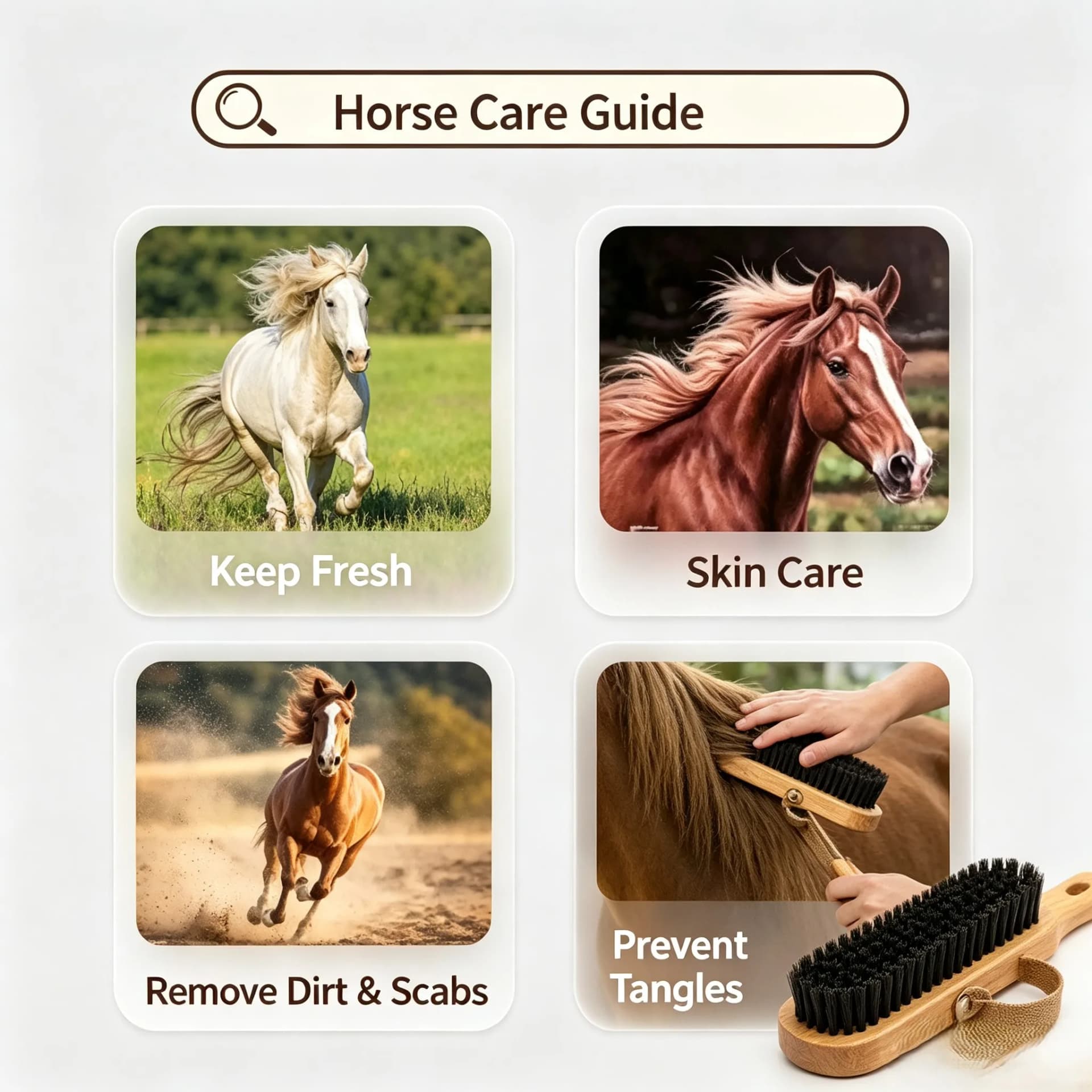 Wooden Horse Grooming Brush