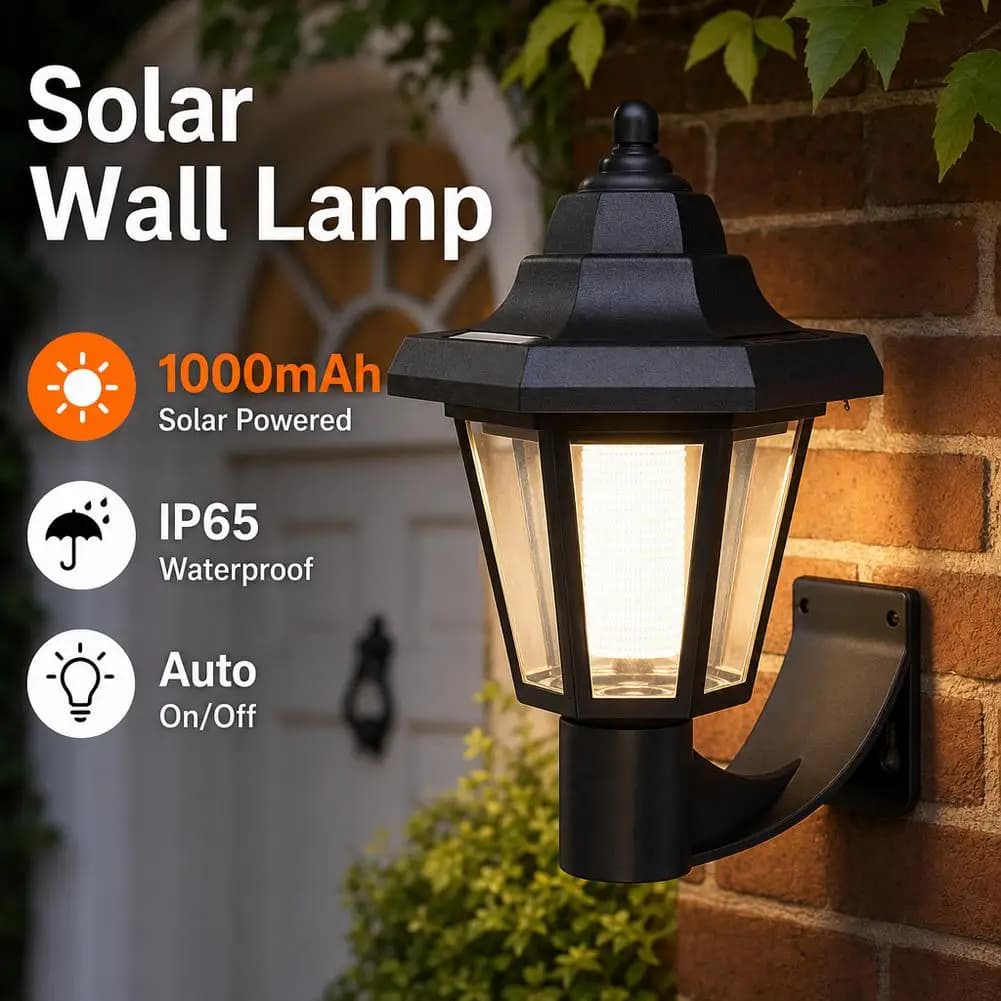 Garden Wall Light 1.5M Solar Courtyard Light Retro Streetlight Outdoor Lawn Path Courtyard Floor Lamp