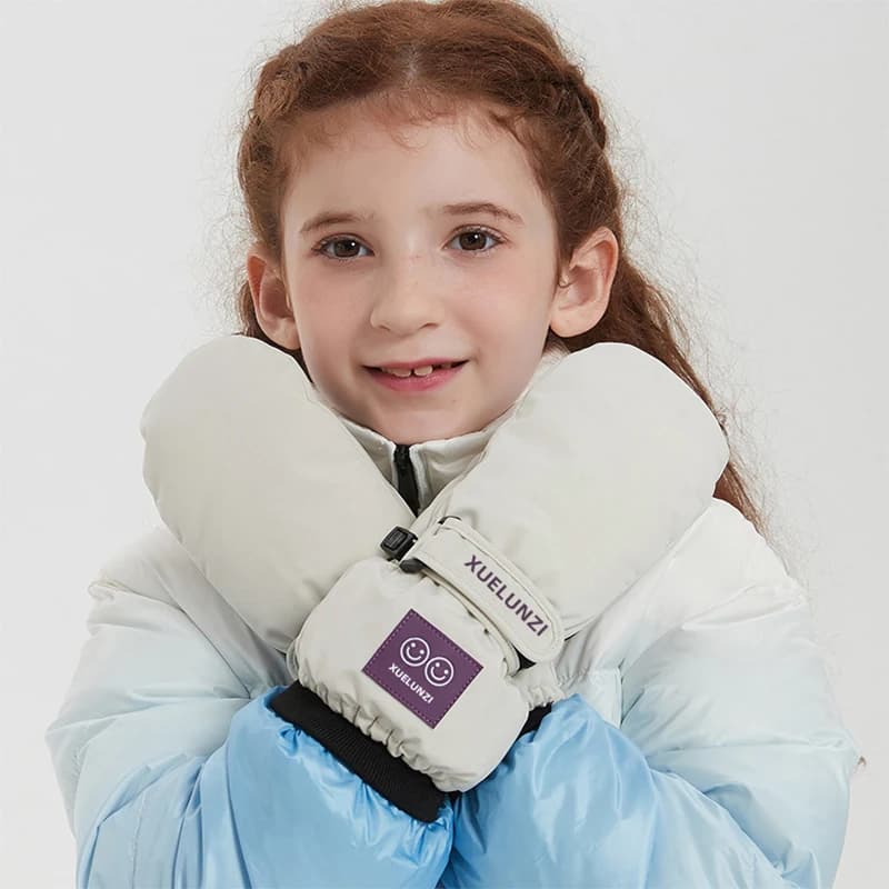 Kids Waterproof Snow Mittens Long Cuff