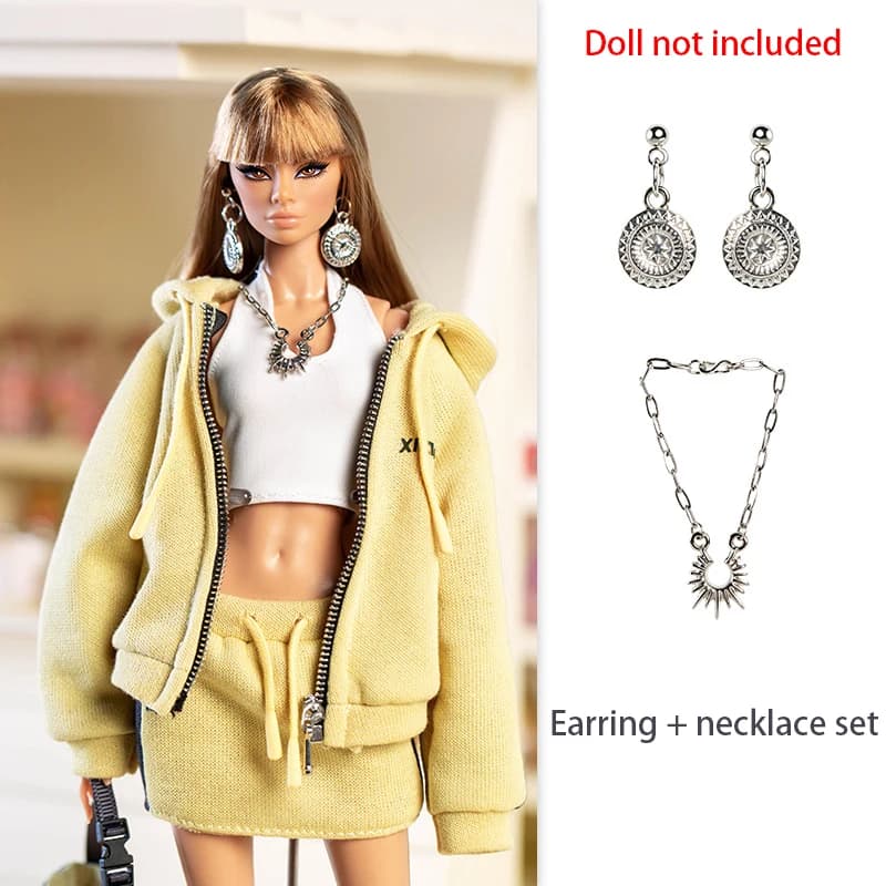 30cm Xianxian Supermodel Clothes Accessories APRES Series Sportswear Style Fashion Sweatshirt+Half Skirt+Trousers+Waistcoat Set