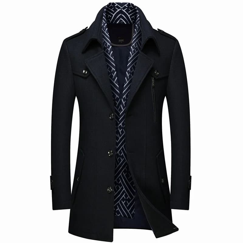 Men's Wool Blend Winter Trench Coat