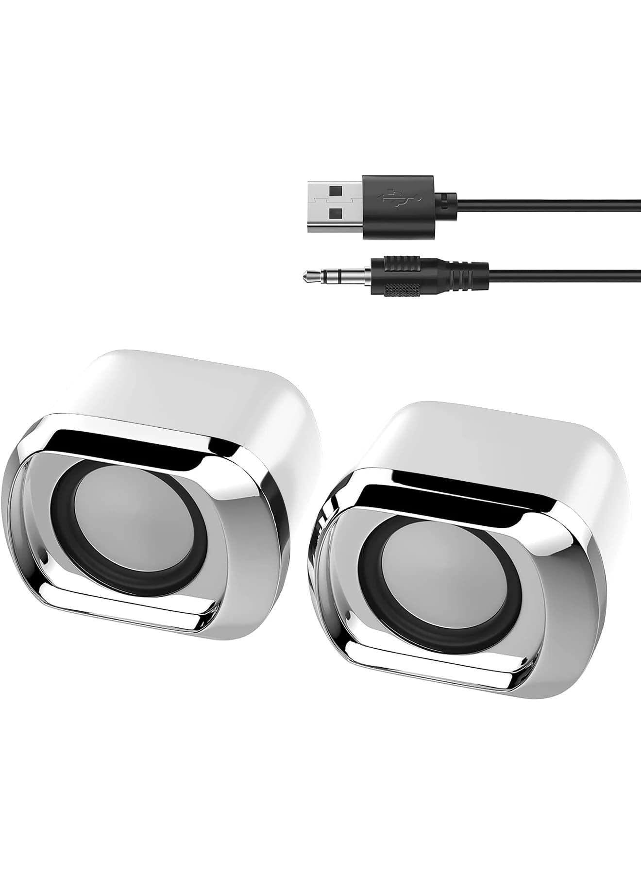 Compact Dual-Drive Desktop Speaker with Volume Control
