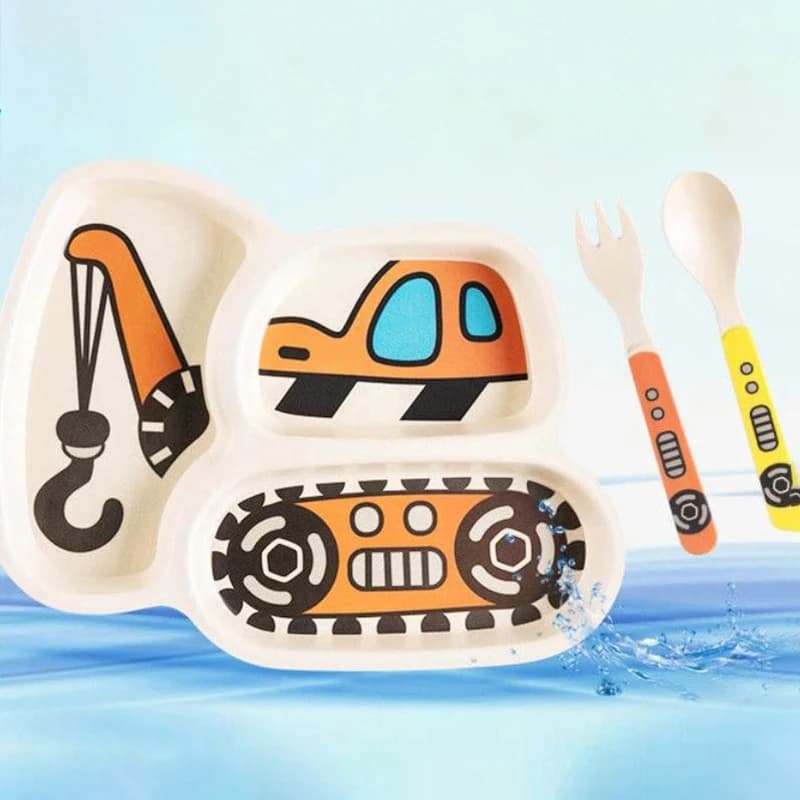 Kids Divided Plate Set With Fork and Spoon