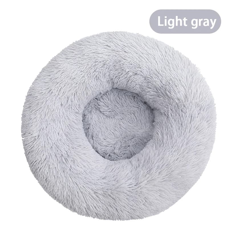 Furry pet bed - round cat bed and dog bed - soft and fluffy pet bed - ideal sleeping companion for kittens and puppies