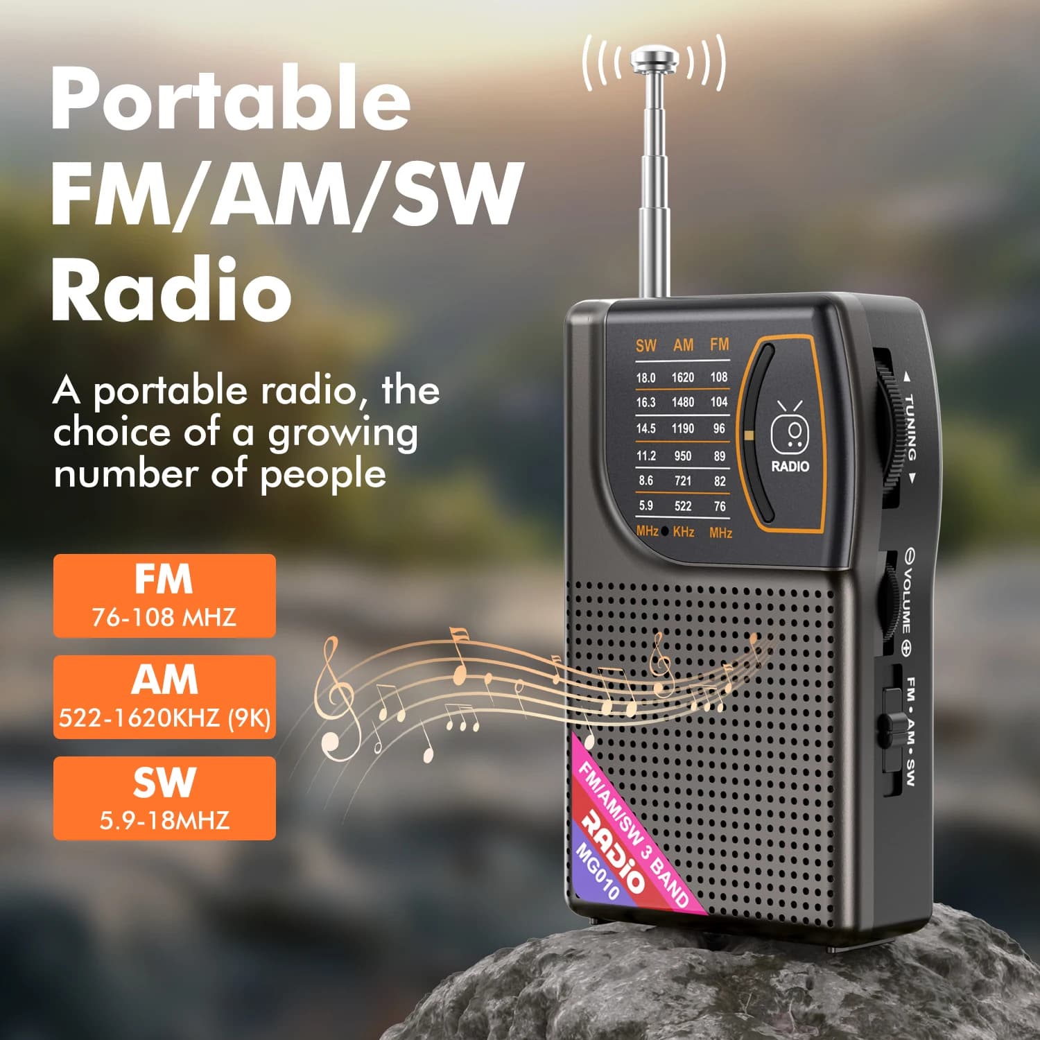Portable AM/FM/SW Radio with Big Speaker
