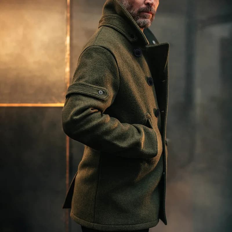Men's Wool Windbreaker Overcoat