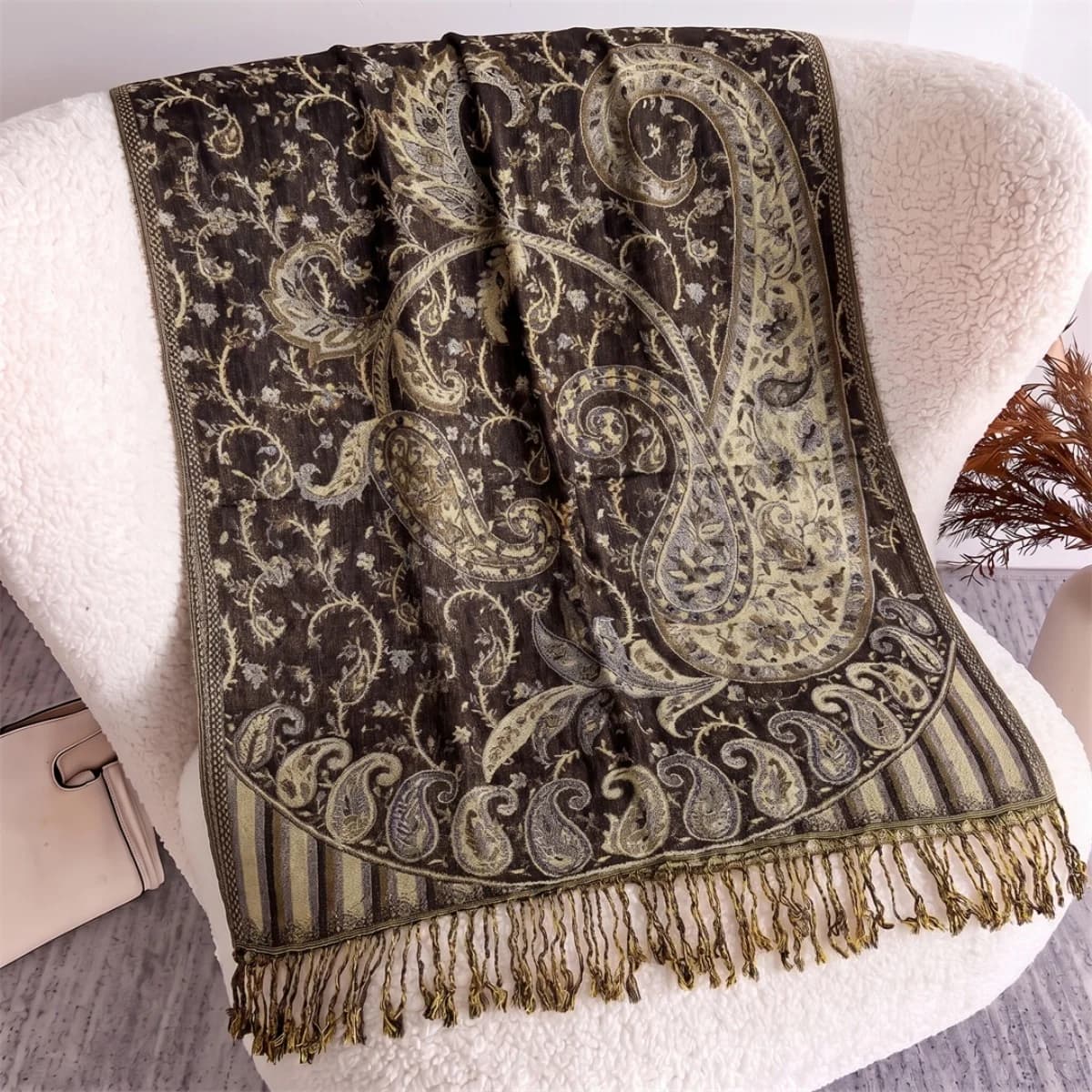 Pashmina Botanical Print Scarf Wrap Shawl