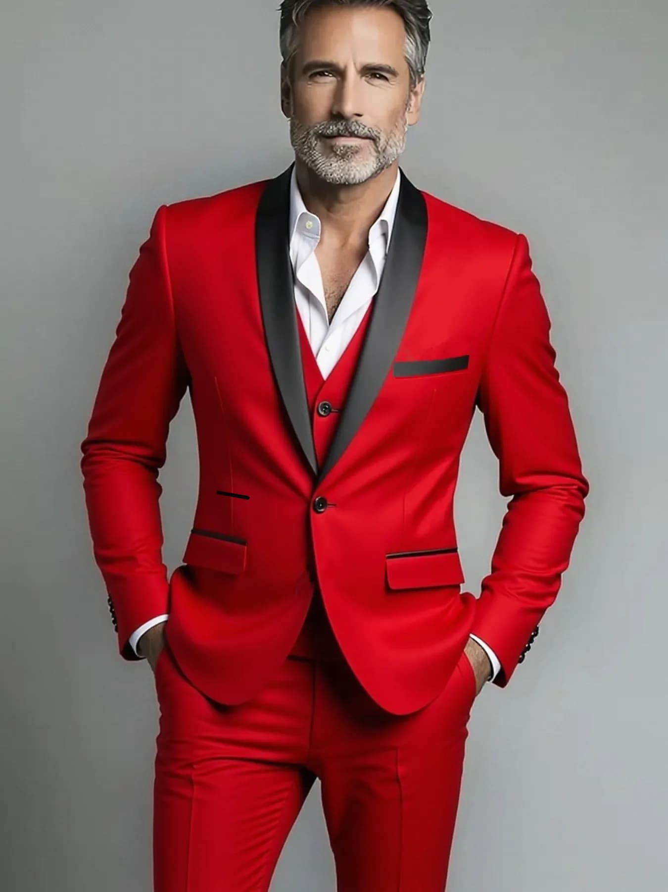 Men's Solid Color Three-Piece Formal Suit