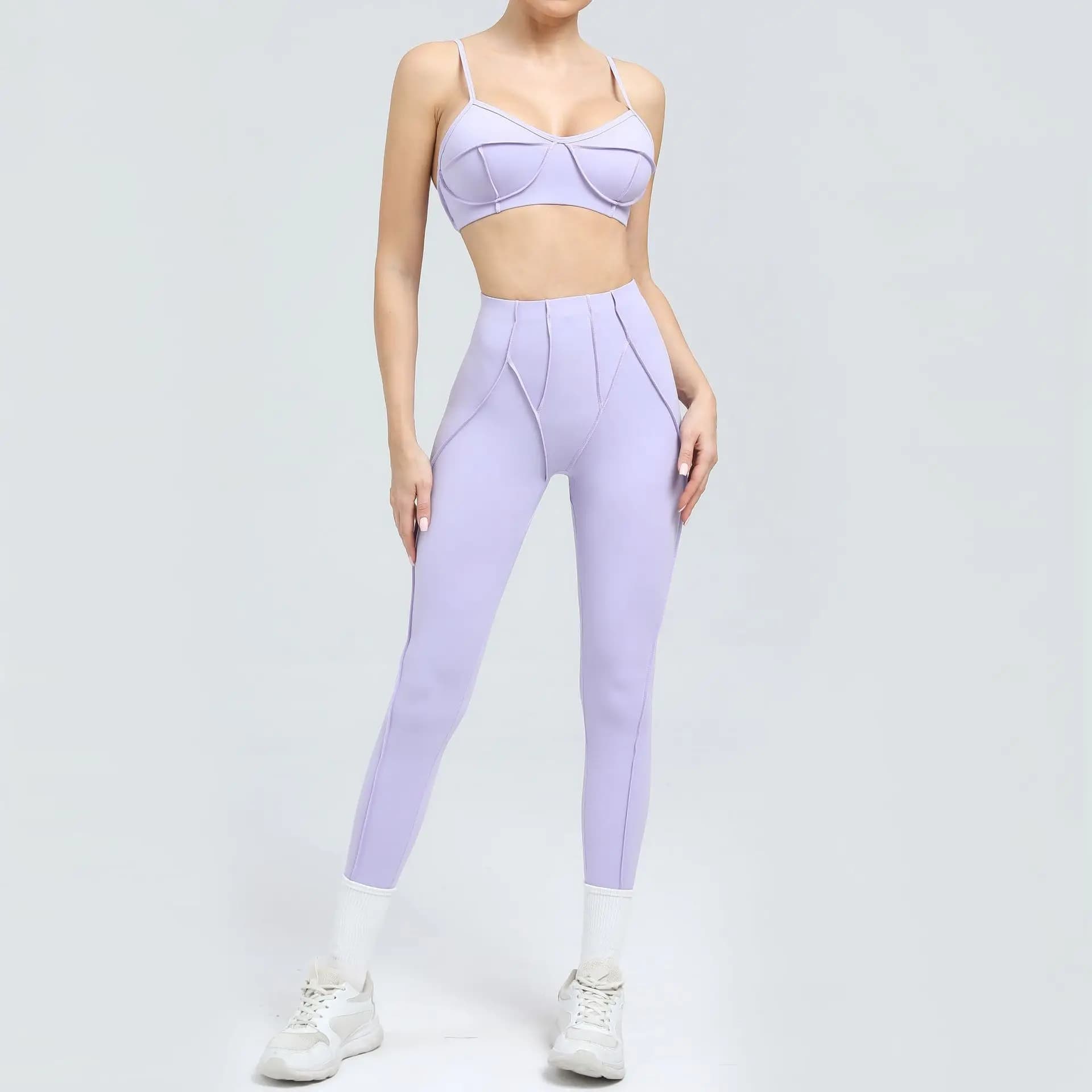 High Waist Leggings and Open Back Sports Bra Set
