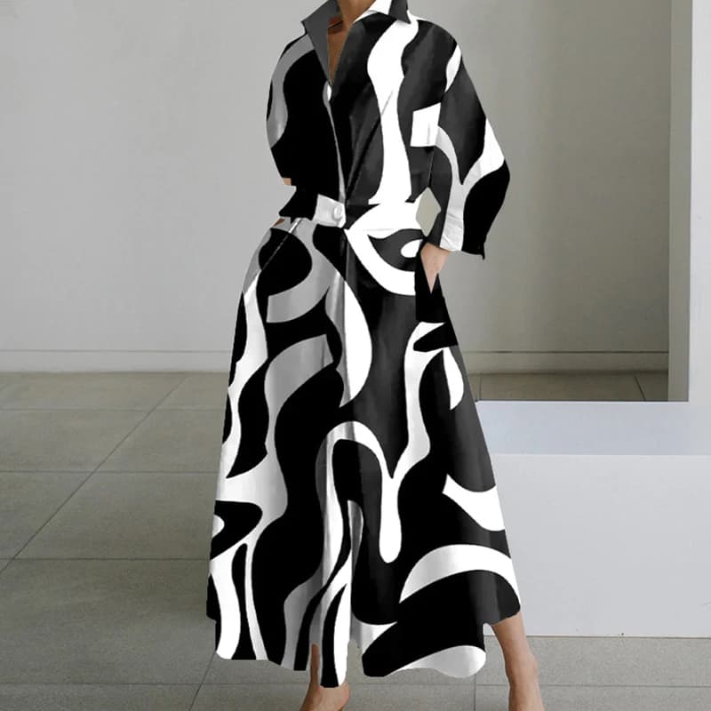 Women's Spring Long Sleeve Print Dress