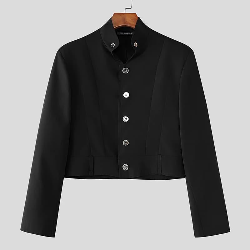 Men's Solid Color Stand Collar Blazer