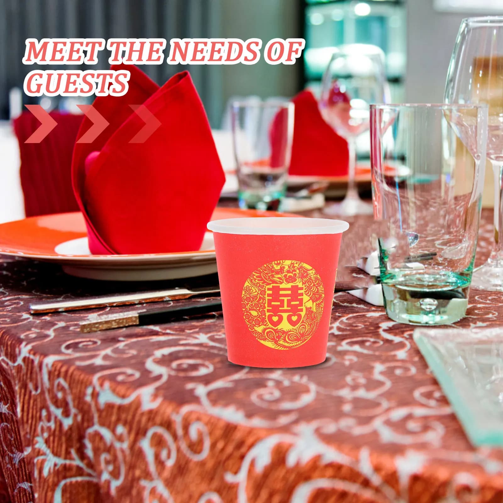 Red Double Happiness Wedding Paper Cups
