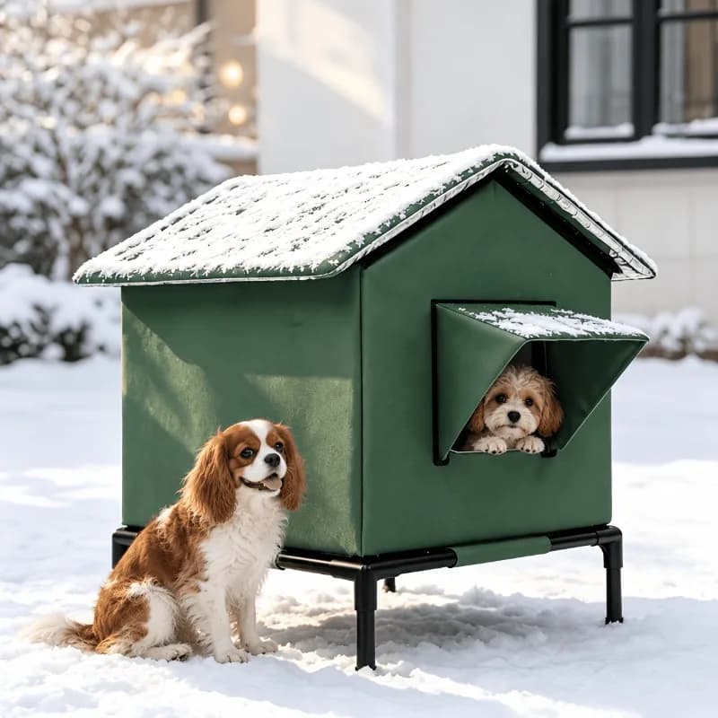 Winter Insulated Raised Dog House Waterproof
