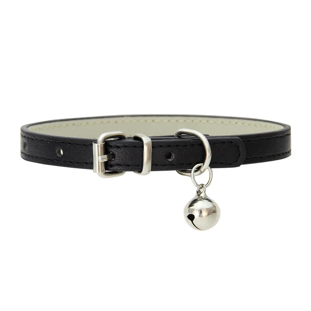 Adjustable PU Leather Cat Collar with Metal Buckle