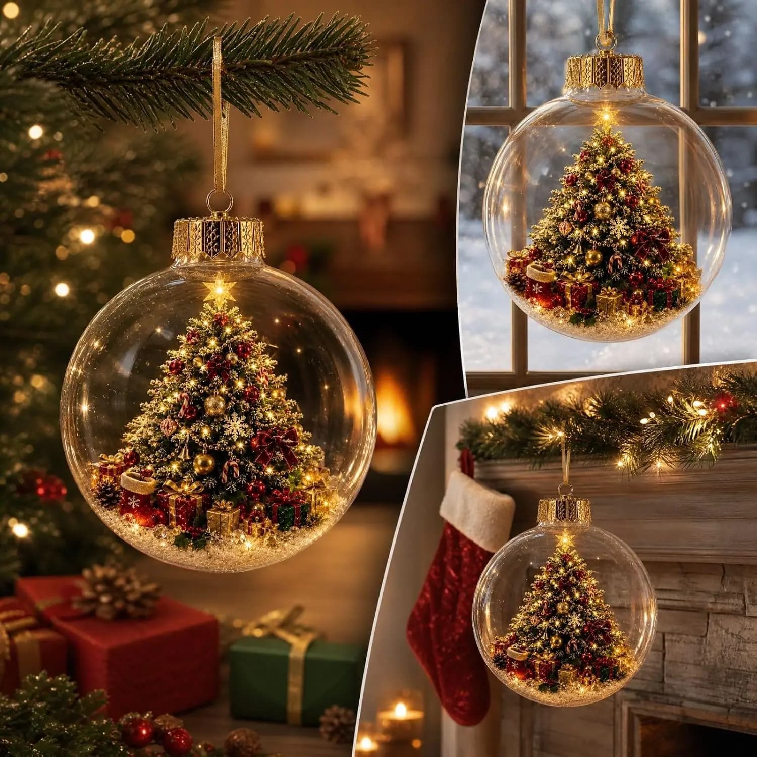 Lighted Glass Christmas Ball Ornament