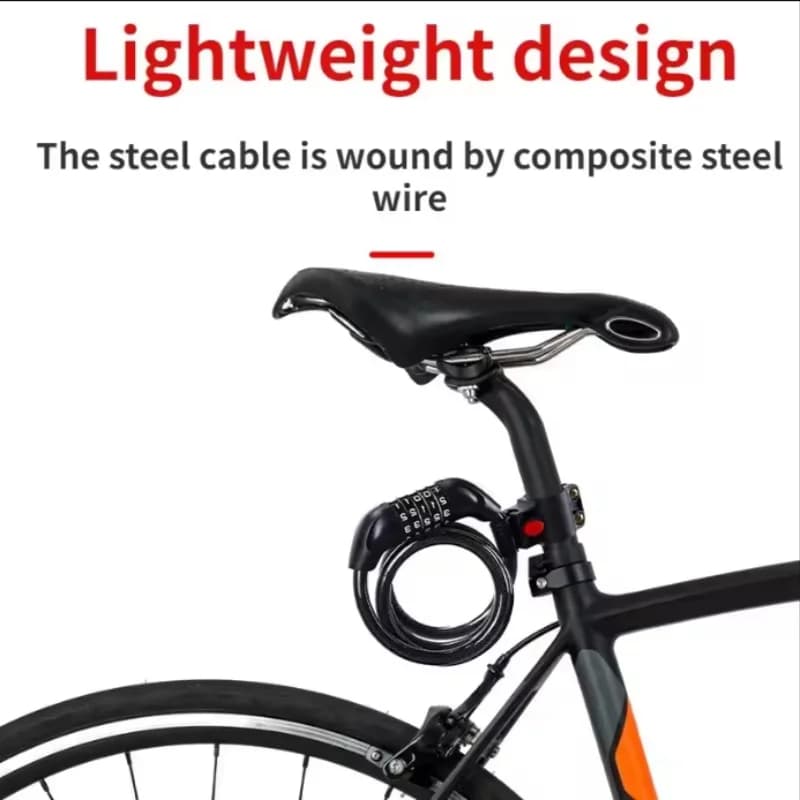 5-Digit Code Cable Bike Lock 1200mm