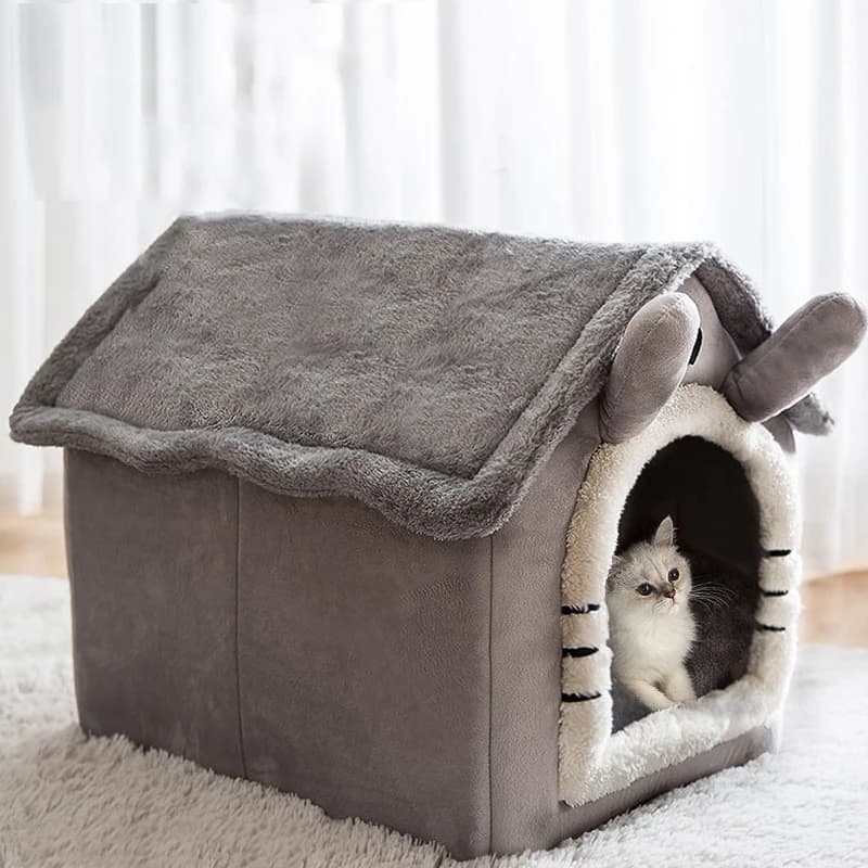 Indoor Soft Pet Bed Tent House with Removable Cushion