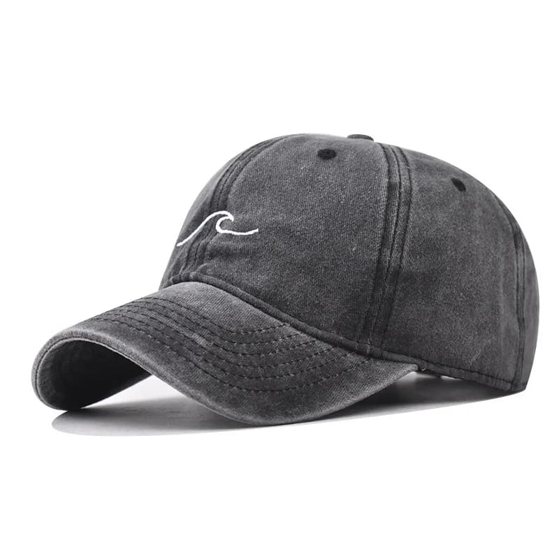 Wave Ripple Embroidery Cotton Baseball Cap