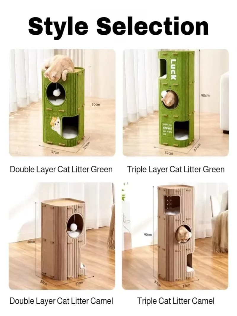 Multi-Level Cat Tree with Enclosed House