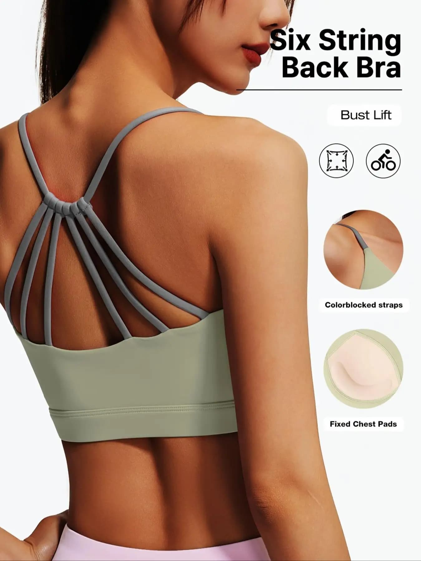 Women's Backless Sports Bra with Fixed Padding