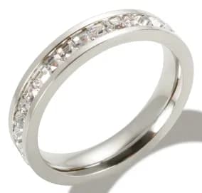 Crystal Zircon Stainless Steel Ring Band
