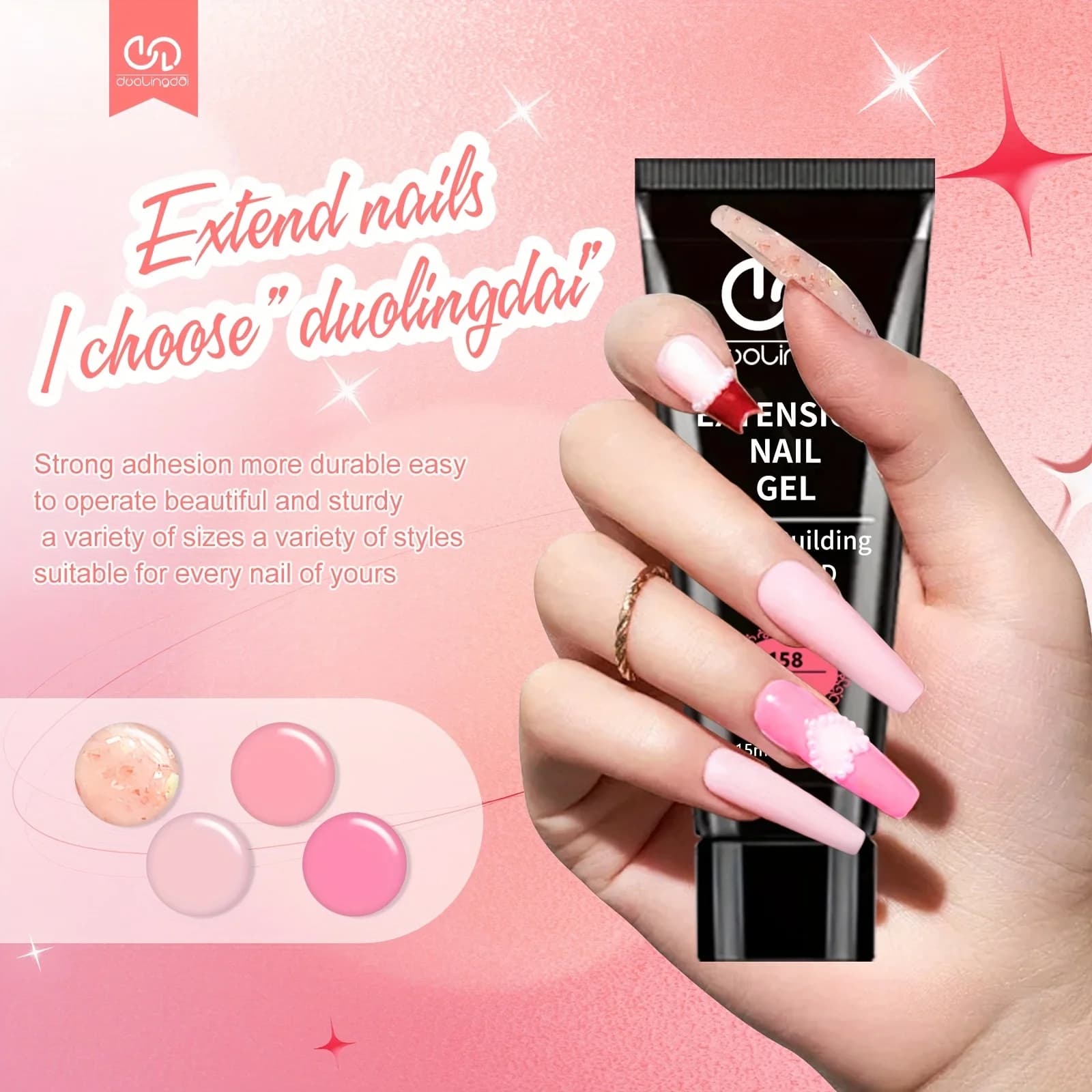 Poly Gel Nail Kit Starter with 4 Colors