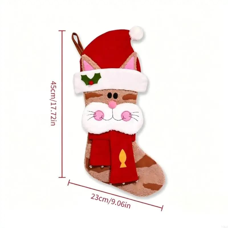Plush Holiday Cat Stocking Decoration
