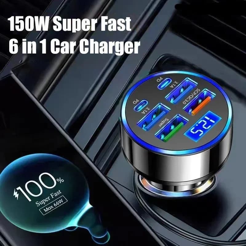 350W Car Charger USB  PD QC3.0 USB C Car Phone Charger Type C Adapter for iPhone Samsung Huawei Xiaomi Quick Charge