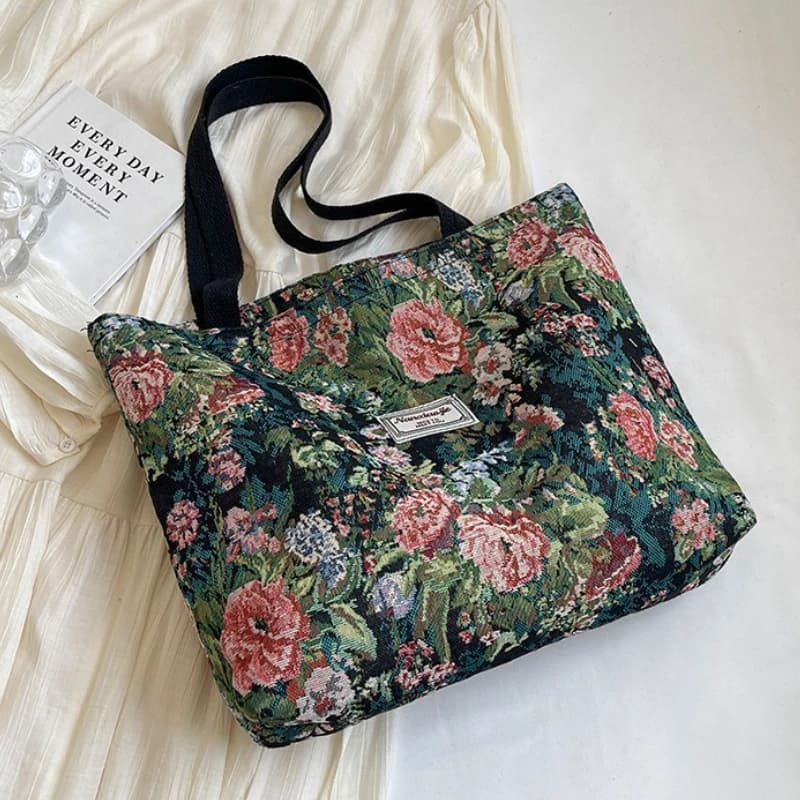 Women's Canvas Tote Bag with Zipper