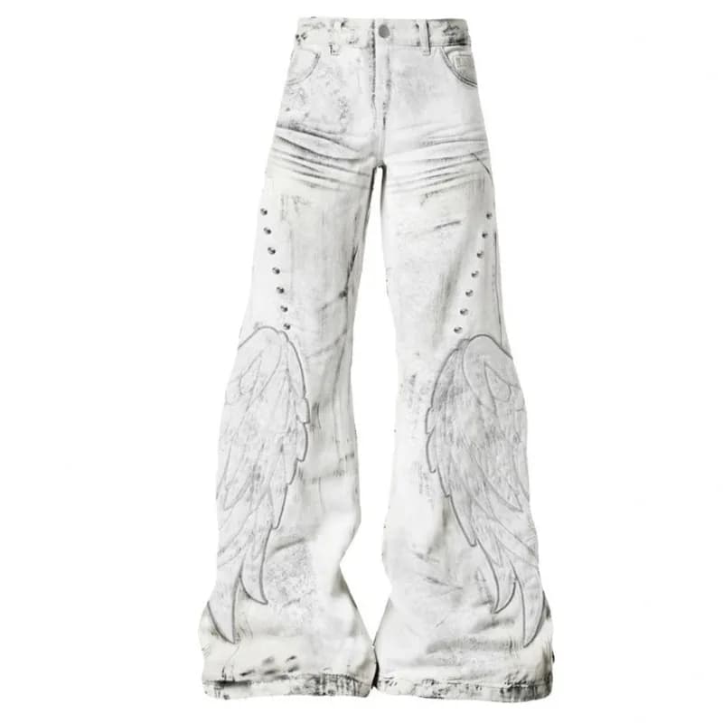 Men's White Wide Leg Casual Jeans