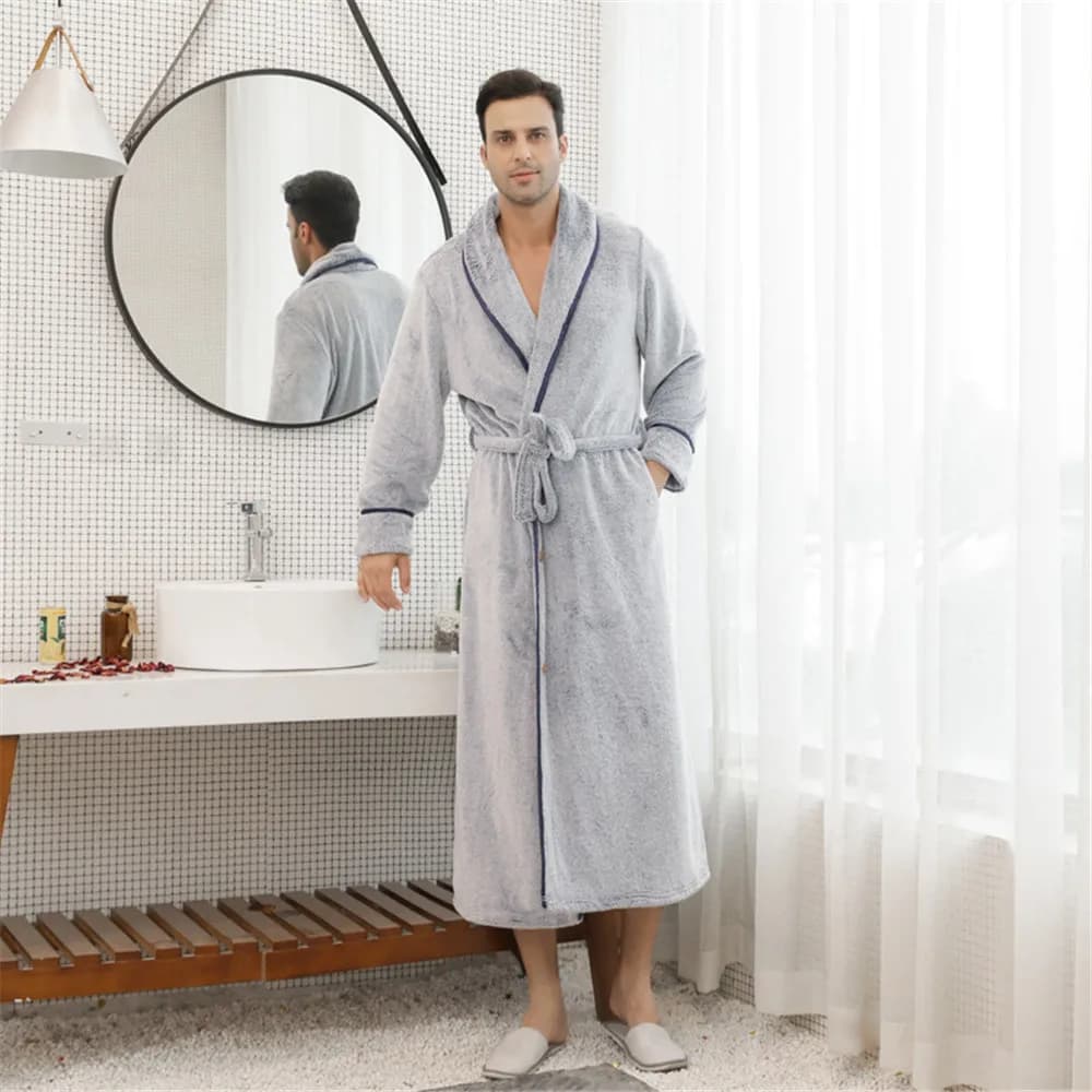 Flannel Button Nightgown Robe