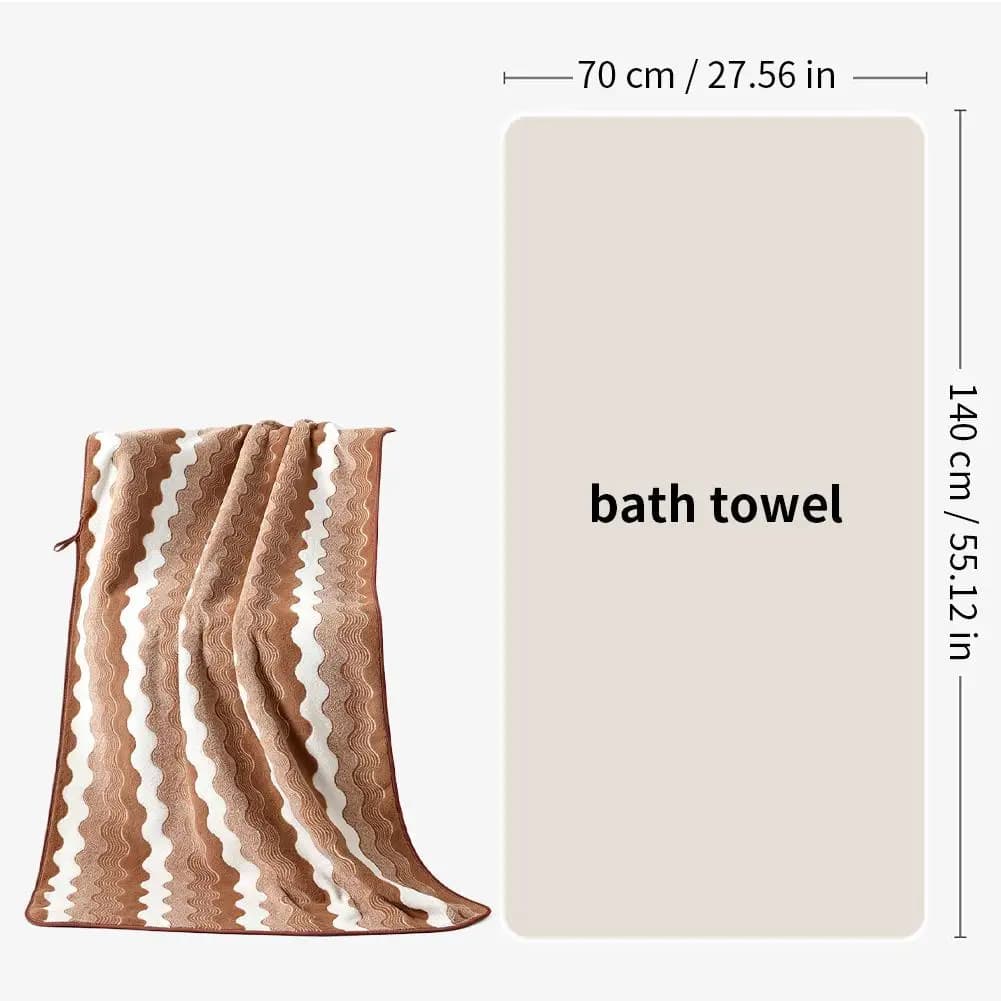 Coral Fleece Bath Towel Wave Stripe