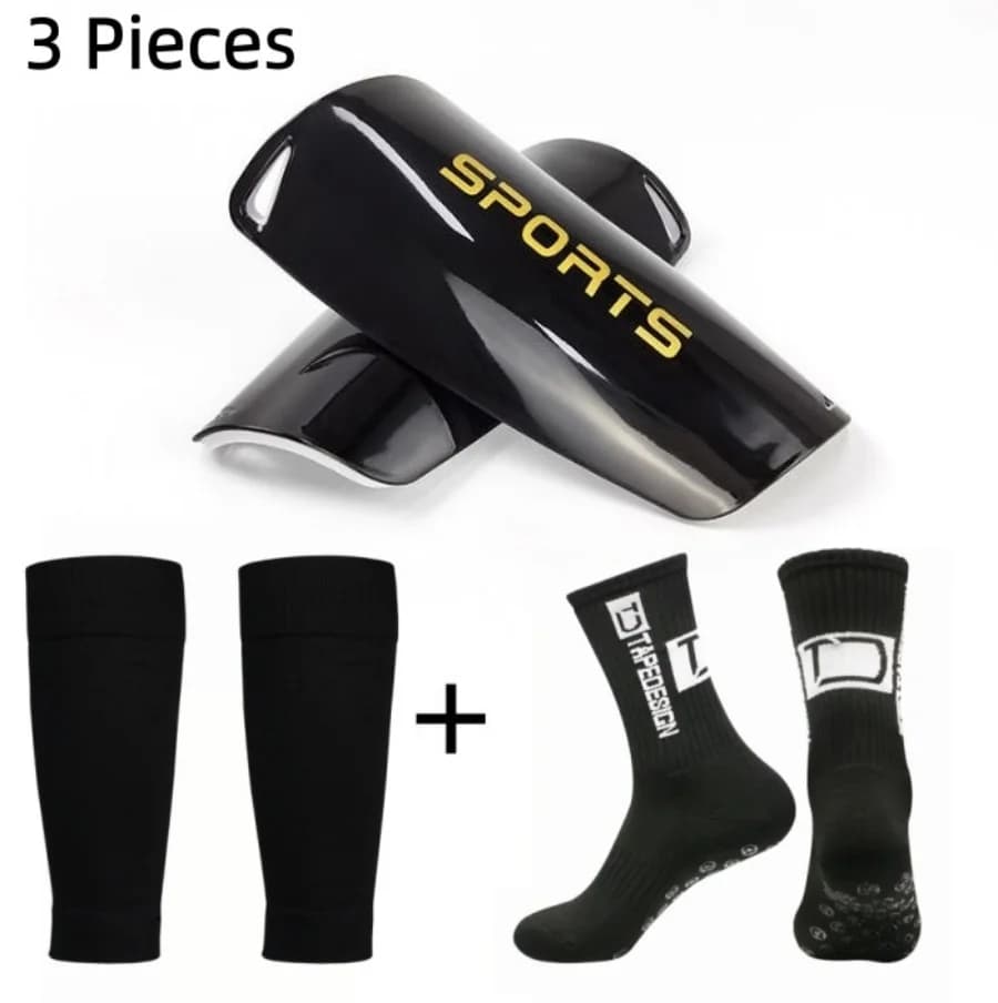 Football Gear Kit 3Pcs Soccer Protective Training Equipment Breathable Sleeves Calf Sleeves Silicone Grip Socks Sports Set