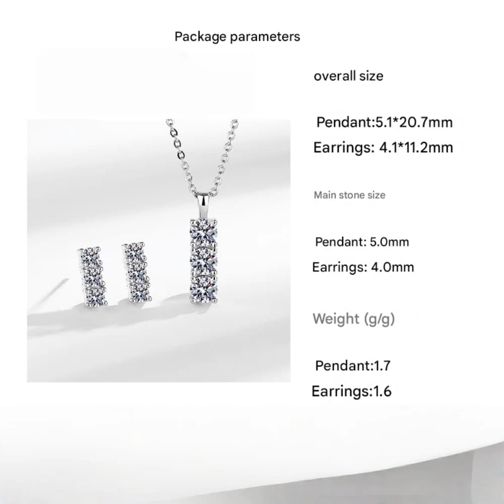 925 Sterling Silver Jewelry Set With Diamond Necklace And Earrings, Wedding Dress Versatile Jewelry Set Inlaid With AAAAA Zircon