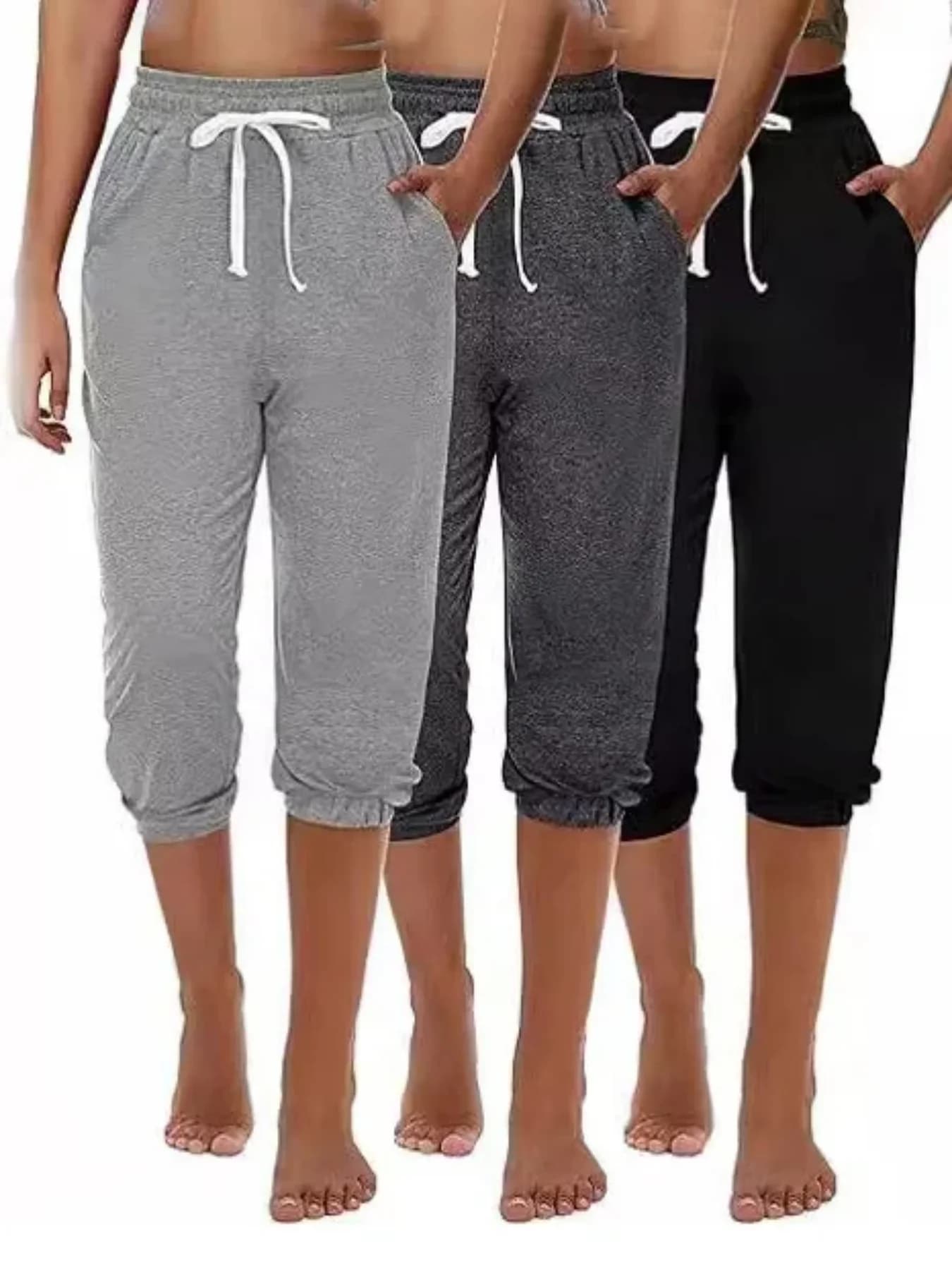 Women's High-Waisted Drawstring Capri Pants