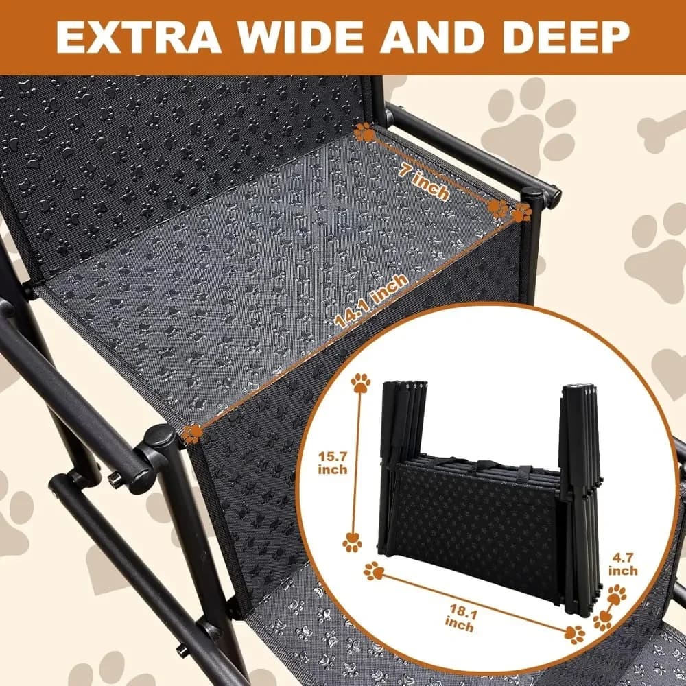 Foldable Dog Car Ramp with Non-Slip Steps