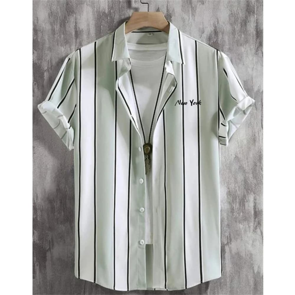 Men's Hawaiian 3D Striped Short Sleeve Shirt