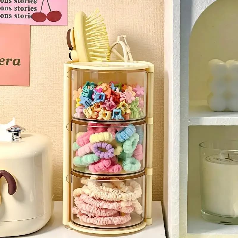 Hair Accessories Organizer With Hair Brush Holder, Rotatable Makeup Brush Holder For Necklaces, Earring, Bracelet, Ring, Makeup