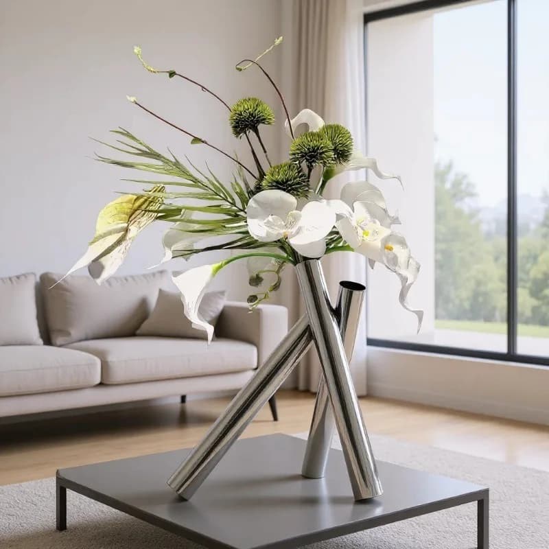 Geometric Cross Stainless Steel Vase