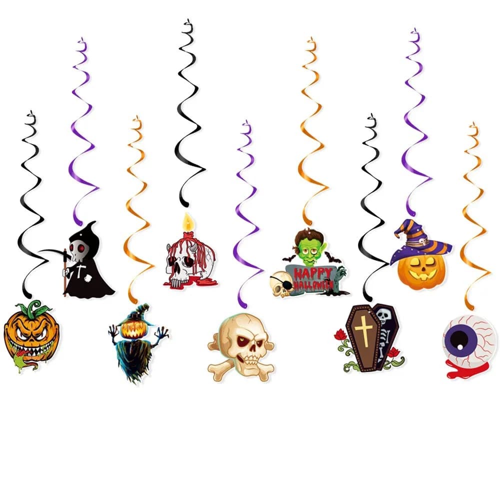 Halloween Party Decorations Triangle Banners Spiral Hanging Props Ghost Festival DIY