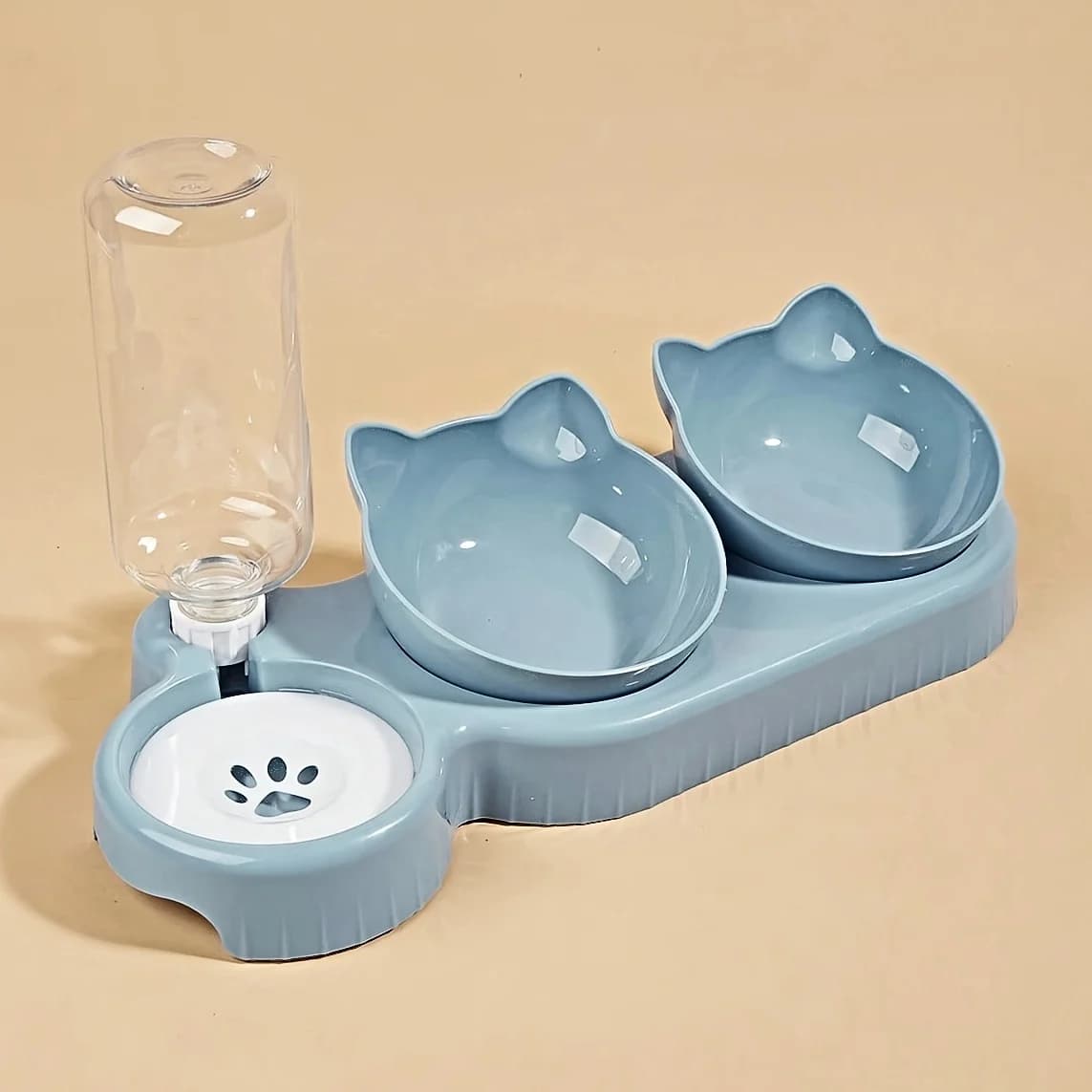 3-in-1 Tilted Cat Food and Water Bowl Set