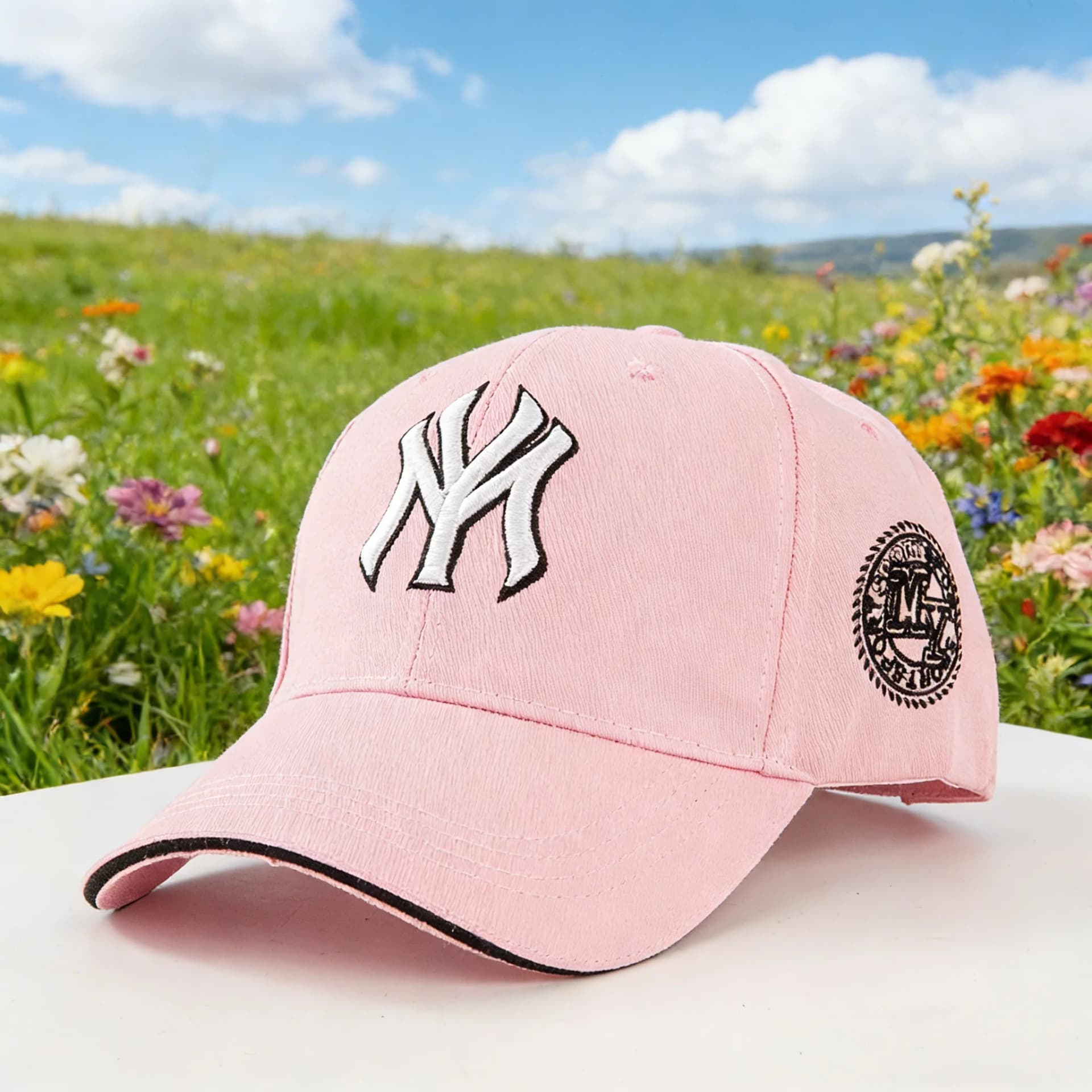 Classic Baseball Cap with Retro Badges
