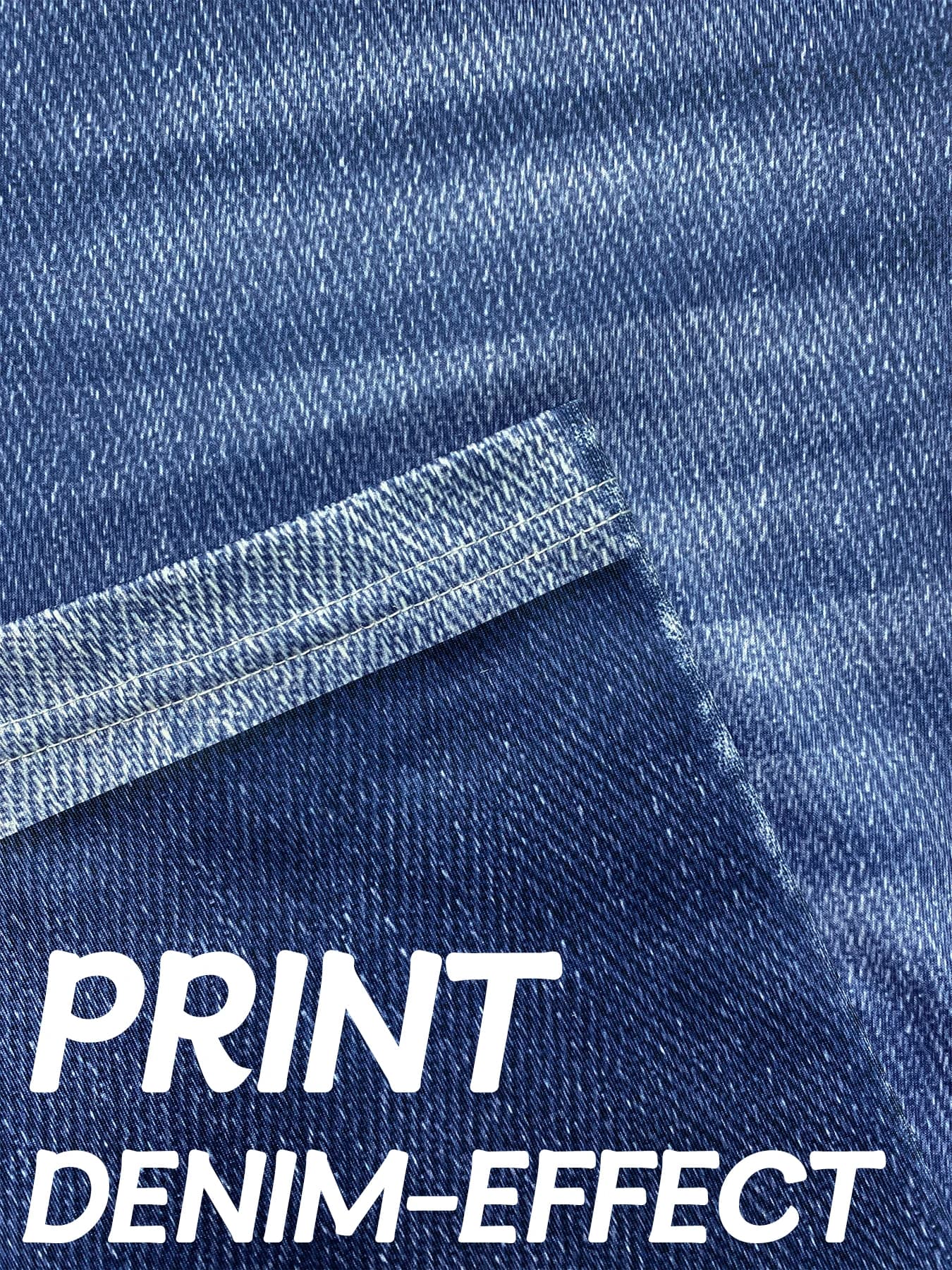 Plus Size Faux Denim Capri Leggings